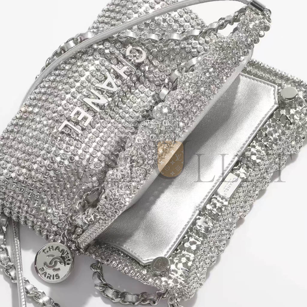 Ch*el master evening bga strass,silver-tone metal silver as4894 (17*15*4cm)